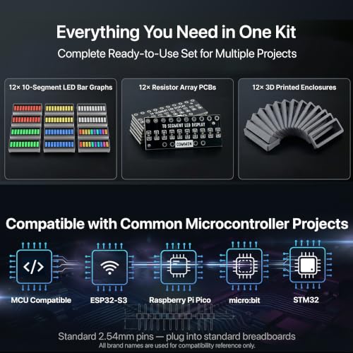 LONELY BINARY 12-Pack 10-Segment LED Bar Graph 6-Color Resistor PCB Case