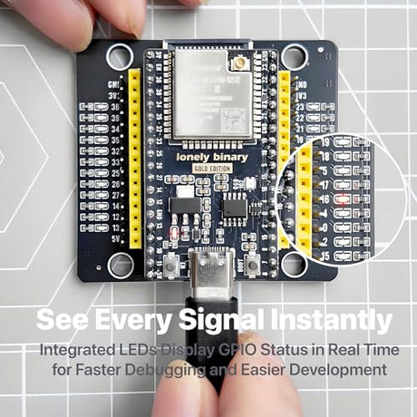 Lonely Binary ESP32 WROOM-32UE IPEX Antenna GPIO LED for Arduino IDE