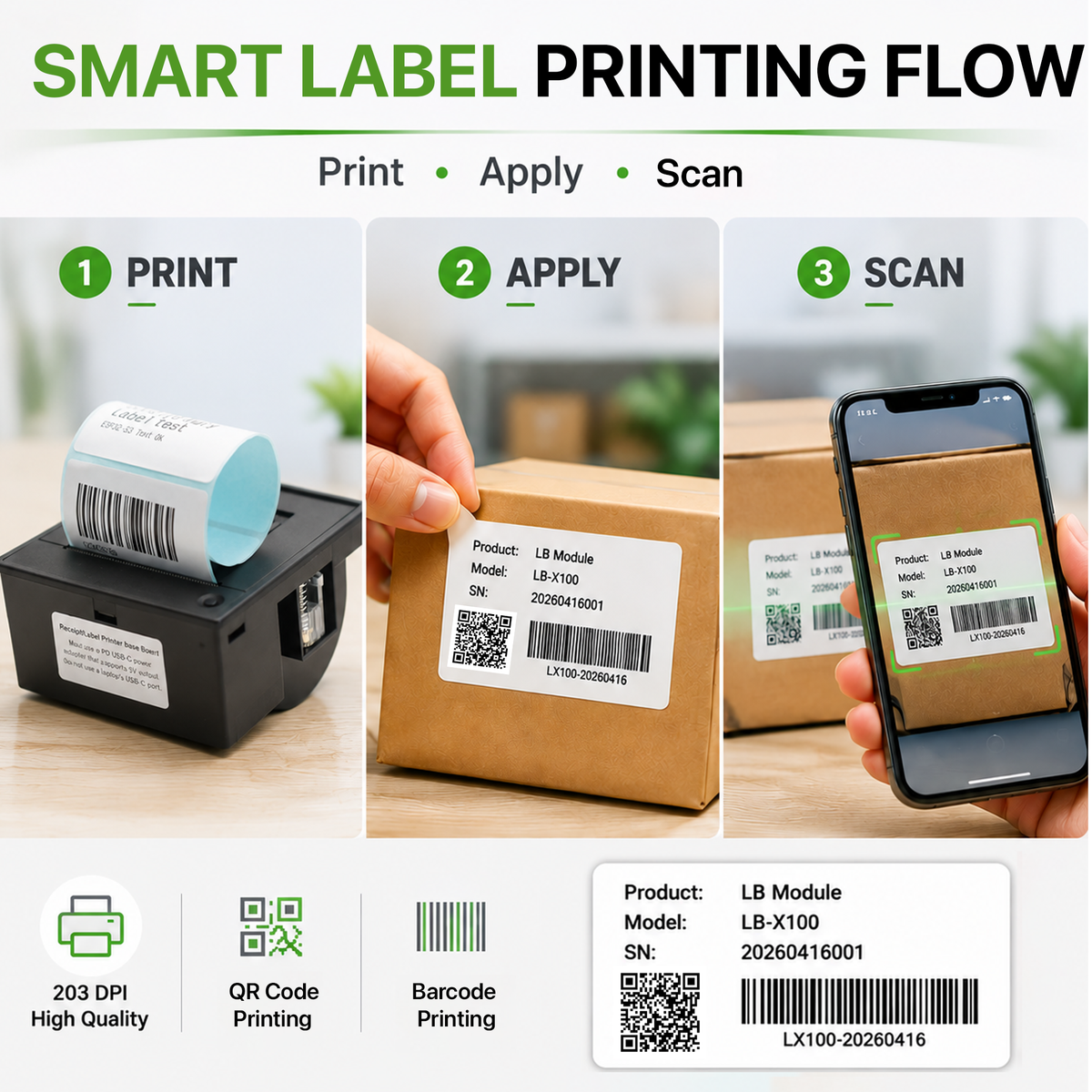 LONELY BINARY 58mm Thermal Label Printer Module Kit, ESP32-S3 TTL Base