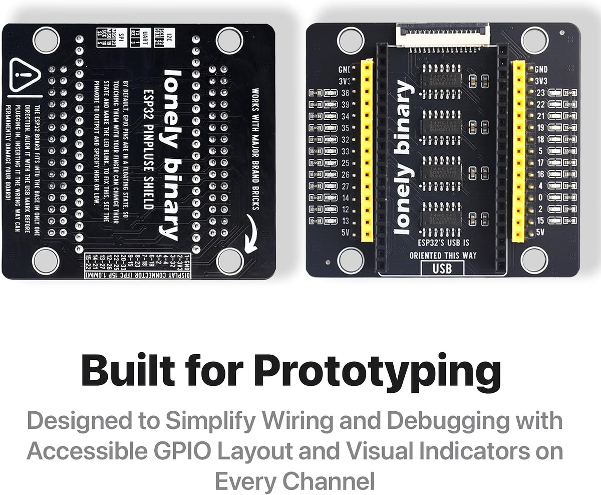 3-Pack ESP32 PinPulse Shield, GPIO LED + Display Port